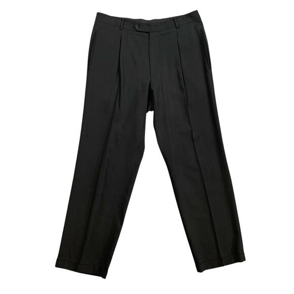 Vintage Hugo Boss Pants Men 42 Black Einstein Pleated Wool Formal Dress Made USA - Picture 1 of 14